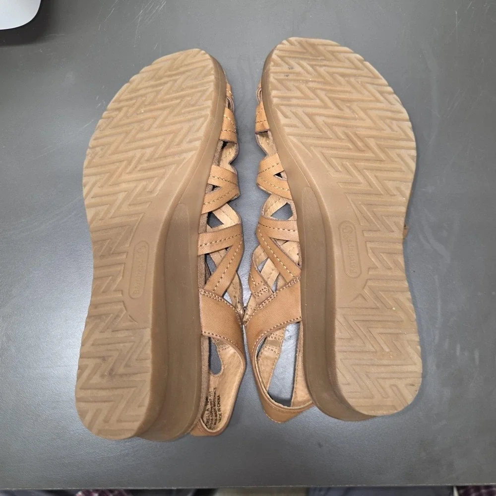 Baretraps Strappy Sandals Women 10 Brown Trella Slingback Comfort Wedge‎ Shoes